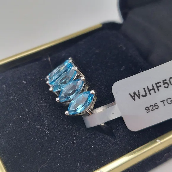 NWT 925 Swiss Blue Topaz sz7 Ring, Anabella Collection, has Cert Of Authenticity - Picture 13 of 16